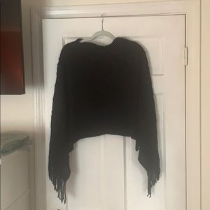 Black Fringe Poncho